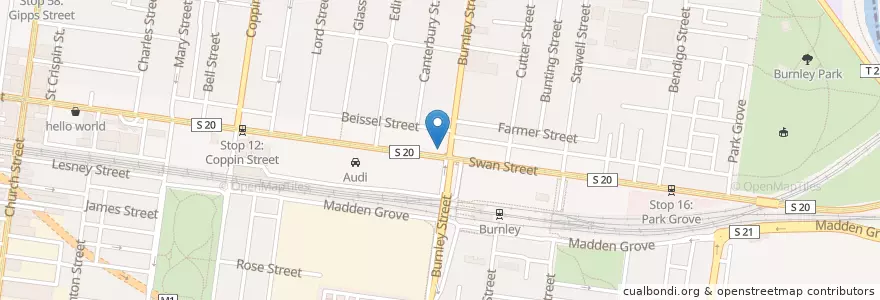 Mapa de ubicacion de Rising Sun Hotel en 오스트레일리아, Victoria, City Of Yarra.