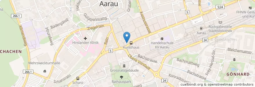 Mapa de ubicacion de McDonald's en Schweiz, Aargau, Bezirk Aarau, Aarau.