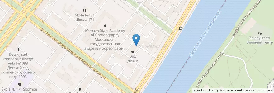 Mapa de ubicacion de Сердце города en Russland, Föderationskreis Zentralrussland, Moskau, Zentraler Verwaltungsbezirk, Район Хамовники.
