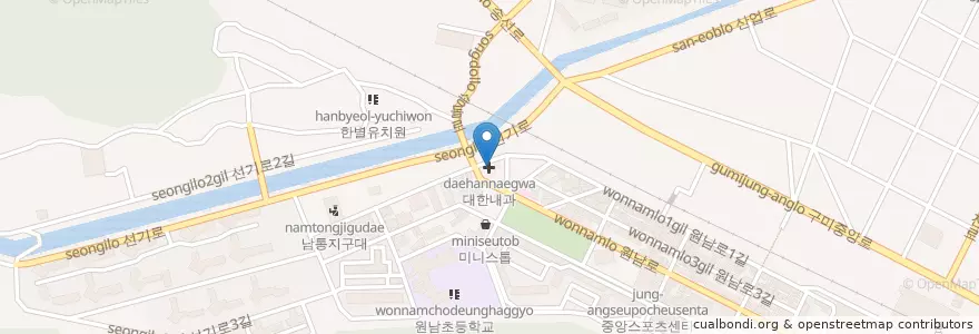 Mapa de ubicacion de 대한내과 en Korea Selatan, Gyeongsang Utara, 구미시.