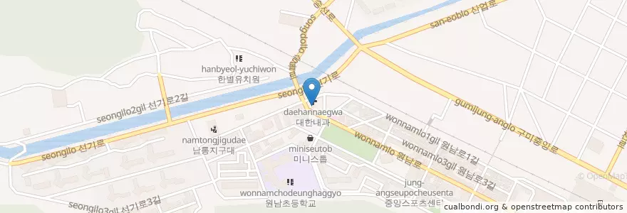 Mapa de ubicacion de MG새마을금고 en کره جنوبی, جئونسانگبوک-دو, 구미시.