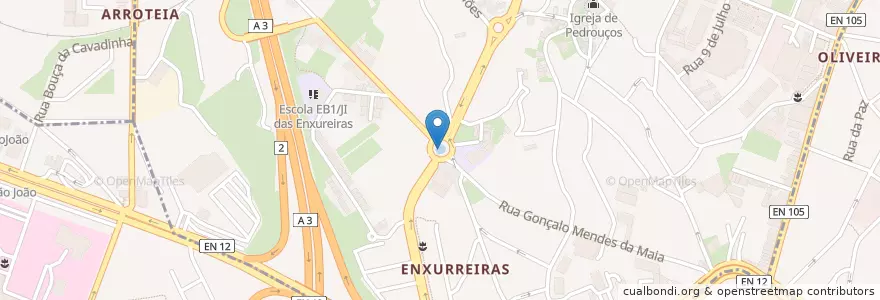 Mapa de ubicacion de Fonte Luminosa en 葡萄牙, 北部大區, Área Metropolitana Do Porto, Porto, Maia, Pedrouços.