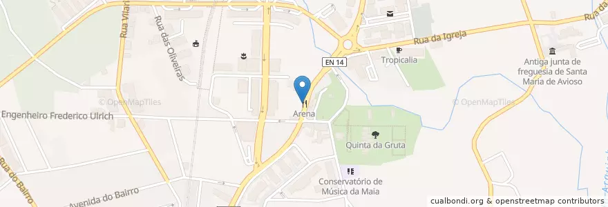 Mapa de ubicacion de Arena en Portekiz, Norte, Área Metropolitana Do Porto, Porto, Maia, Castêlo Da Maia.