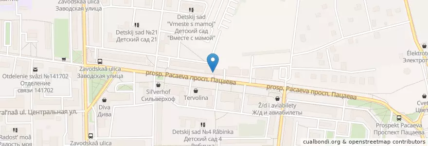 Mapa de ubicacion de Аптечный пункт en Rusia, Distrito Federal Central, Óblast De Moscú, Городской Округ Долгопрудный.