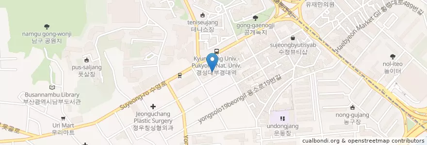 Mapa de ubicacion de MT3PC방 en Südkorea, Busan, Nam-Gu, Daeyeon-Dong.