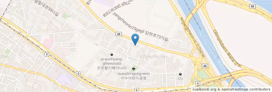 Mapa de ubicacion de 엉터리생고기 en Südkorea, Seoul, 염창동, 염창동.