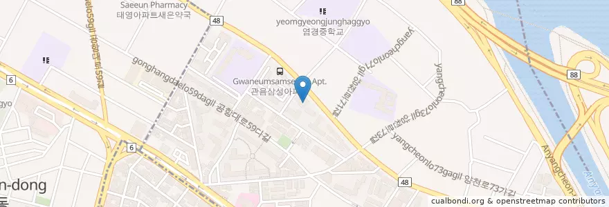 Mapa de ubicacion de 개성면옥 en 韩国/南韓, 首尔, 염창동, 염창동.