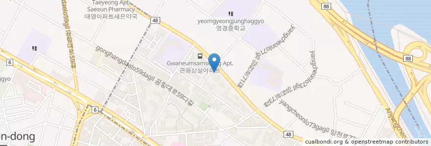 Mapa de ubicacion de TOM N TOMS COFFEE en Güney Kore, Seul, 염창동, 염창동.