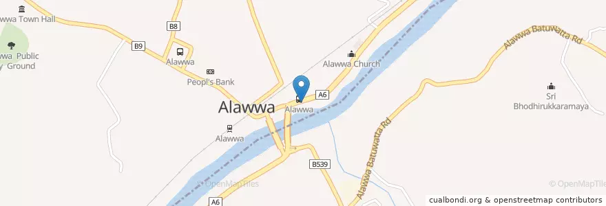 Mapa de ubicacion de Alawwa-Colombo en Sri Lanka, වයඹ පළාත, කුරුණෑගල දිස්ත්‍රික්කය.