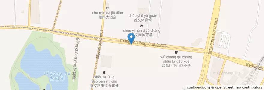 Mapa de ubicacion de 工商银行 en 中国, 湖北省, 武汉市, 武昌区, 首义路街道.