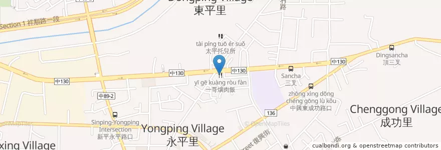 Mapa de ubicacion de 一哥爌肉飯 en 臺灣, 臺中市, 太平區.