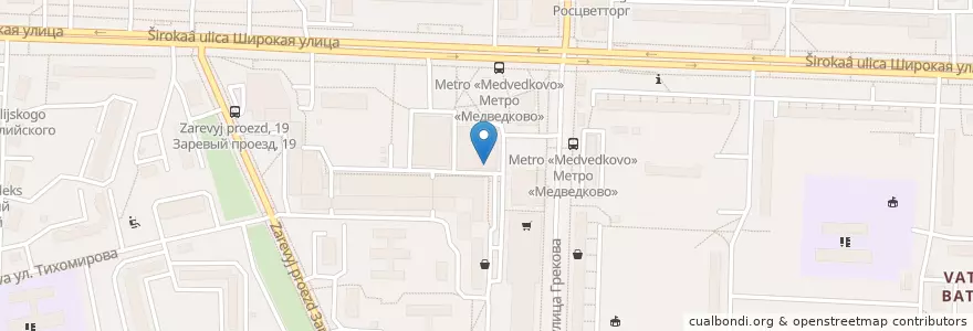 Mapa de ubicacion de Здоров.ру en Rusia, Центральный Федеральный Округ, Москва, Северо-Восточный Административный Округ, Район Северное Медведково.