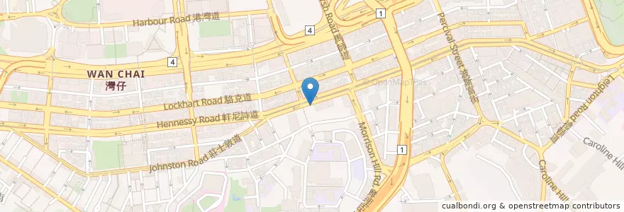 Mapa de ubicacion de Starbucks en Китай, Гуандун, Гонконг, Гонконг, Новые Территории, 灣仔區 Wan Chai District.