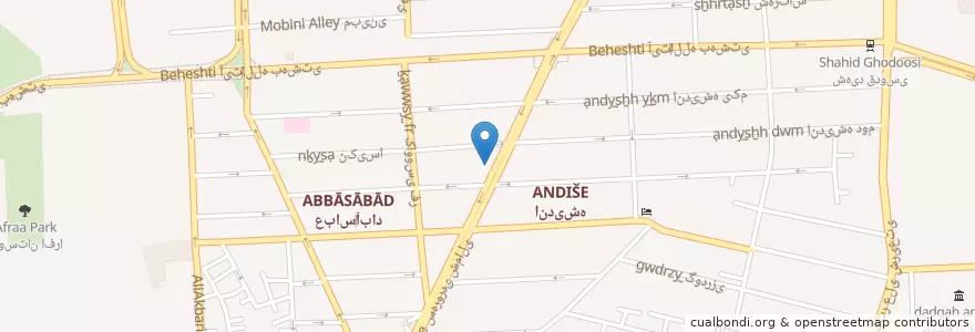 Mapa de ubicacion de بانک شهر en Irão, Teerã, شهرستان تهران, Teerã, بخش مرکزی شهرستان تهران.
