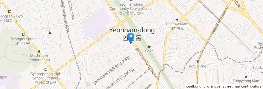 Mapa de ubicacion de 감나무집 기사식당 en 대한민국, 서울, 마포구, 연남동.