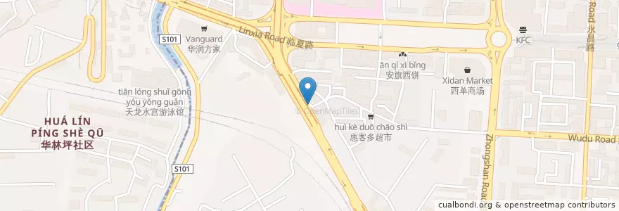 Mapa de ubicacion de 临夏路派出所 en الصين, قانسو, 兰州市 (Lanzhou), 城关区, 白银路街道.
