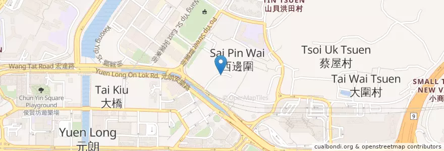 Mapa de ubicacion de 西邊圍(1)公廁 Sai Pin Wai (1) Public Toilet en China, Hong Kong, Cantão, Novos Territórios, 元朗區 Yuen Long District.
