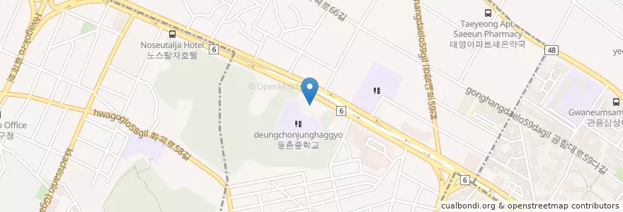 Mapa de ubicacion de 공항로충전소 en 대한민국, 서울, 강서구, 등촌2동.
