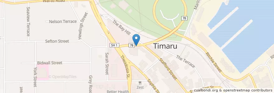 Mapa de ubicacion de Saikou Teppenyaki and Whisky Bar en 뉴질랜드, Canterbury, Timaru District.