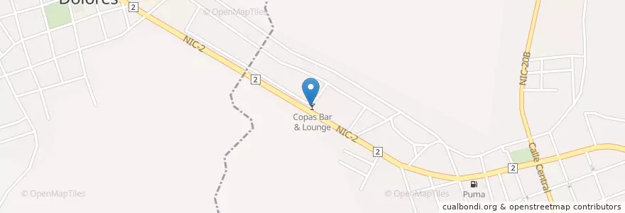 Mapa de ubicacion de Copas Bar & Lounge en Nicaragua, Carazo, Jinotepe (Municipio).