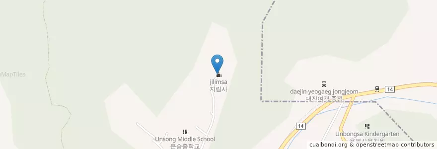 Mapa de ubicacion de 지림사 en Güney Kore, Busan, 해운대구, 반송동.
