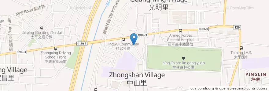 Mapa de ubicacion de 香椿素食麵 en تایوان, تایچونگ, 太平區.