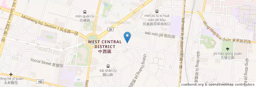 Mapa de ubicacion de 八方雲集民權店 en Taiwan, 臺南市, 中西區.