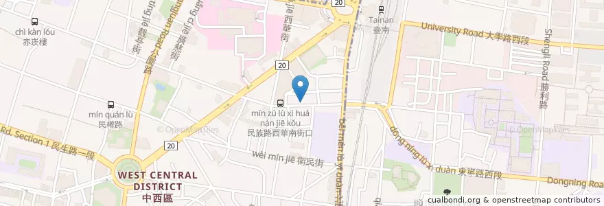 Mapa de ubicacion de 鍋太郎鍋燒專賣 en 臺灣, 臺南市, 中西區.