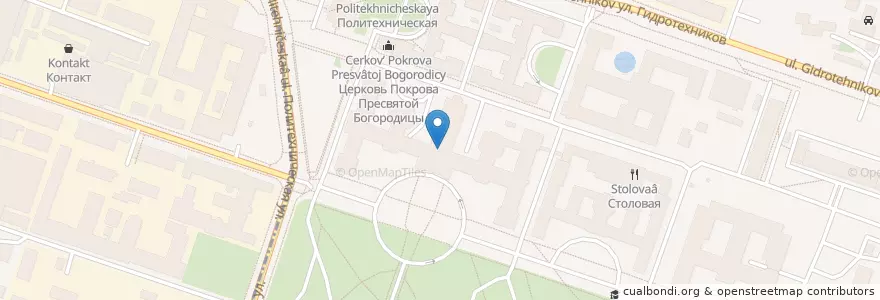 Mapa de ubicacion de Белый зал СПбПУ en Russie, District Fédéral Du Nord-Ouest, Oblast De Léningrad, Saint-Pétersbourg, Калининский Район, Округ Академическое.