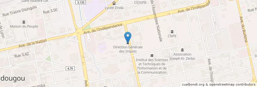 Mapa de ubicacion de Parking DGI en Burkina Faso, Centre, Kadiogo, Ouagadougou.
