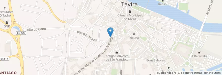 Mapa de ubicacion de Bar Avenida en البرتغال, الغرب, الغرب, فارو, طبيرة, Tavira.