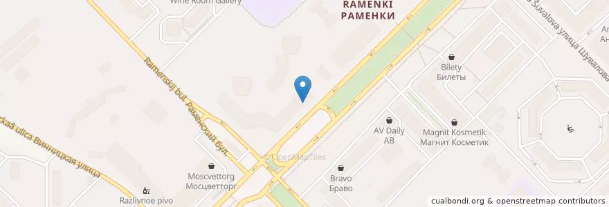 Mapa de ubicacion de Сбербанк en Rússia, Distrito Federal Central, Москва, Западный Административный Округ, Район Раменки.