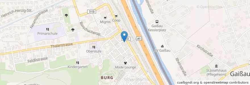 Mapa de ubicacion de Pizzeria Zorro 3 en Schweiz, Sankt Gallen, Wahlkreis Rheintal, Rheineck.