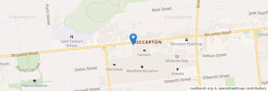 Mapa de ubicacion de Columbus Coffee en 新西兰, Canterbury, Christchurch City, Halswell-Hornby-Riccarton Community.