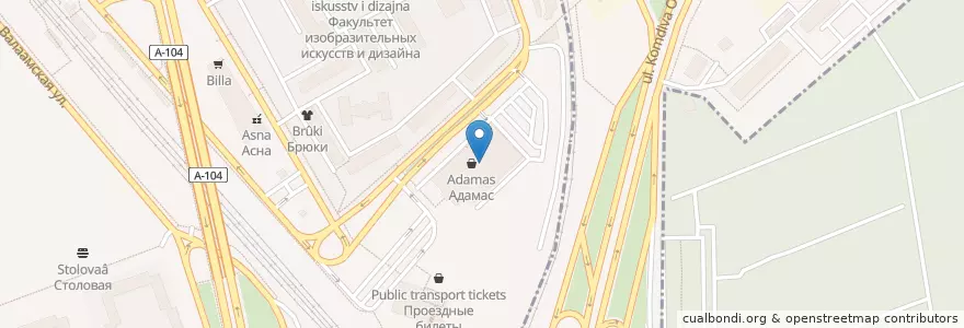 Mapa de ubicacion de Бургер Кинг en Россия, Центральный Федеральный Округ, Москва, Северный Административный Округ, Район Марфино.