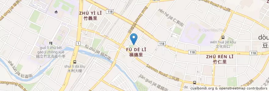 Mapa de ubicacion de 福德里民活動中心 en Taiwan, Taiwan, 新竹縣, Zhubei.