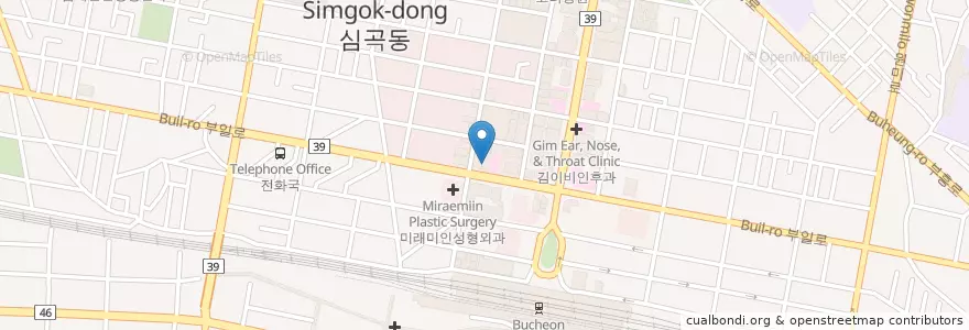 Mapa de ubicacion de 더키친 en 대한민국, 경기도, 부천시.