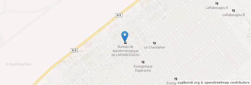 Mapa de ubicacion de Bureau de épistémologique de LAFIABOUGOU en Буркина-Фасо, Верхние Бассейны, Уэ.
