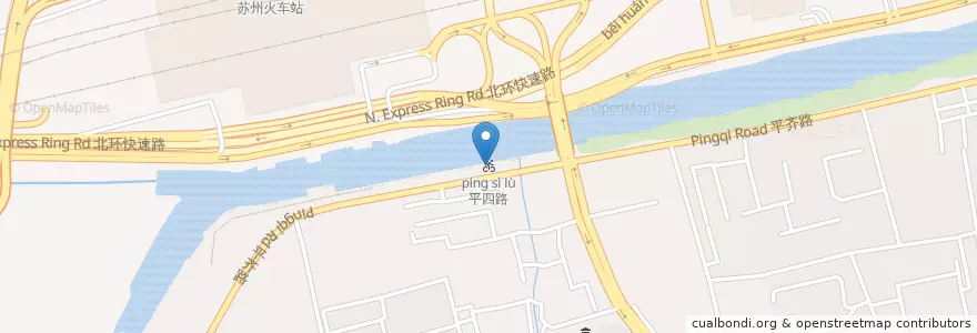 Mapa de ubicacion de 平四路 en چین, سوژو, جیانگسو, 金阊街道, 姑苏区.