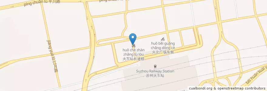 Mapa de ubicacion de 火车站长途楼 en 중국, 쑤저우시, 장쑤성, 구쑤구, 苏锦街道.