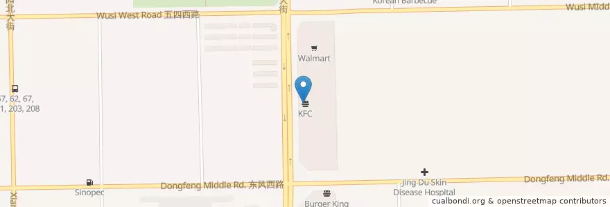 Mapa de ubicacion de KFC en China, Hebei, Baoding City, Jingxiu District, Dongfeng Subdistrict.