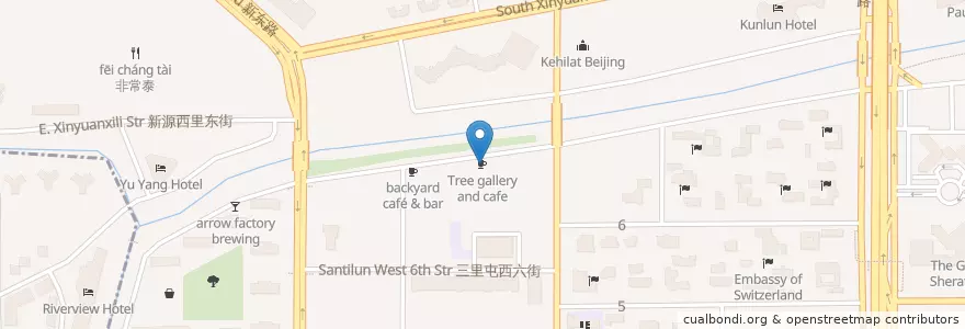 Mapa de ubicacion de Tree gallery and cafe en 中国, 北京市, 河北省, 朝阳区 / Chaoyang.