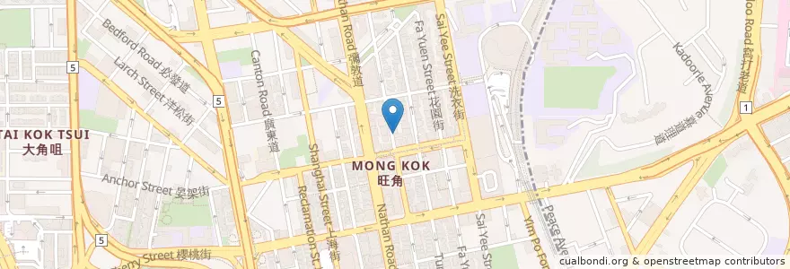Mapa de ubicacion de 華星冰室 Christy's Café en China, Guangdong, Hongkong, Kowloon, New Territories, 油尖旺區 Yau Tsim Mong District.