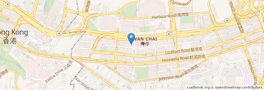 Mapa de ubicacion de 星記海鮮飯店 Sing Kee Seafood restaurant en China, Provincia De Cantón, Hong Kong, Isla De Hong Kong, Nuevos Territorios, 灣仔區 Wan Chai District.
