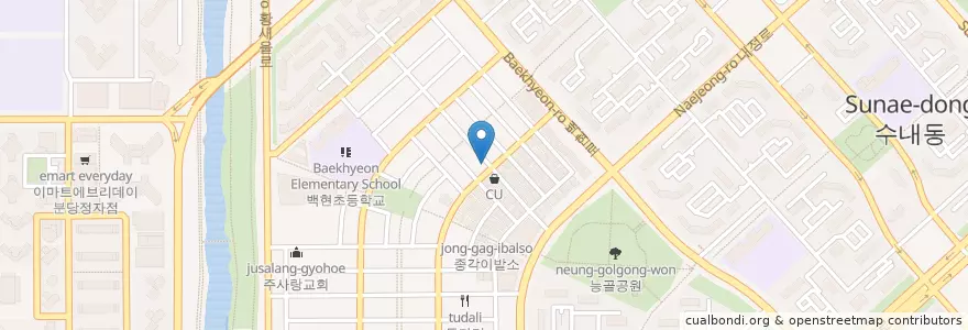 Mapa de ubicacion de 춘천닭갈비 en کره جنوبی, گیونگی-دو, 분당구.