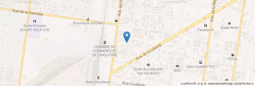 Mapa de ubicacion de Dispensaire du centre Muraz en Burkina Faso, Hauts-Bassins, Houet.