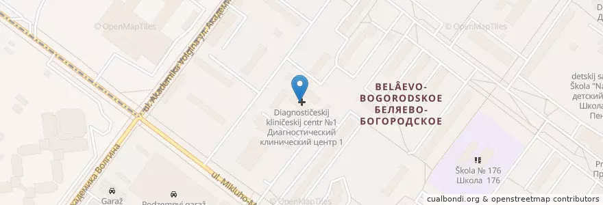 Mapa de ubicacion de Диагностический клинический центр №1 en Russie, District Fédéral Central, Moscou, Юго-Западный Административный Округ, Район Коньково.