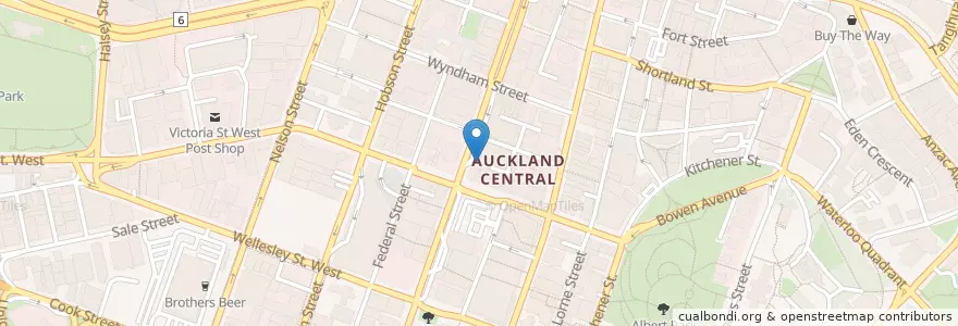 Mapa de ubicacion de Media Design School en Yeni Zelanda, Auckland, Waitematā.