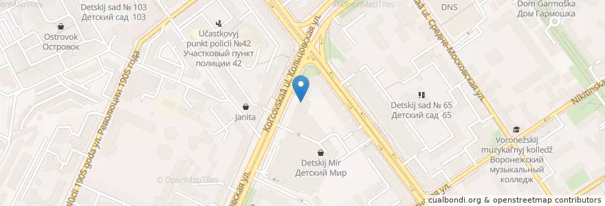 Mapa de ubicacion de Studio 23 en روسيا, Центральный Федеральный Округ, فارونيش أوبلاست, Городской Округ Воронеж.