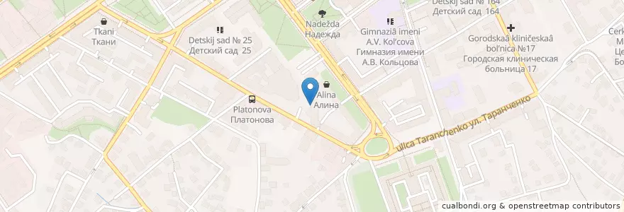 Mapa de ubicacion de Ресторан Платонов en Russland, Föderationskreis Zentralrussland, Oblast Woronesch, Городской Округ Воронеж.